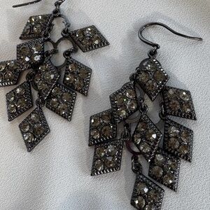 Hammered Black Jewelry Lot- Pendant, Bangle & Cascading Hook Earrings